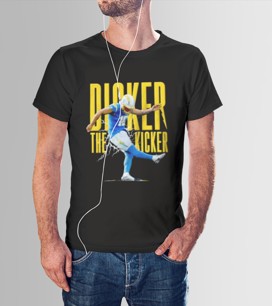 Cameron Dicker The Kicker Football Action Blue And Yellow T-Shirt