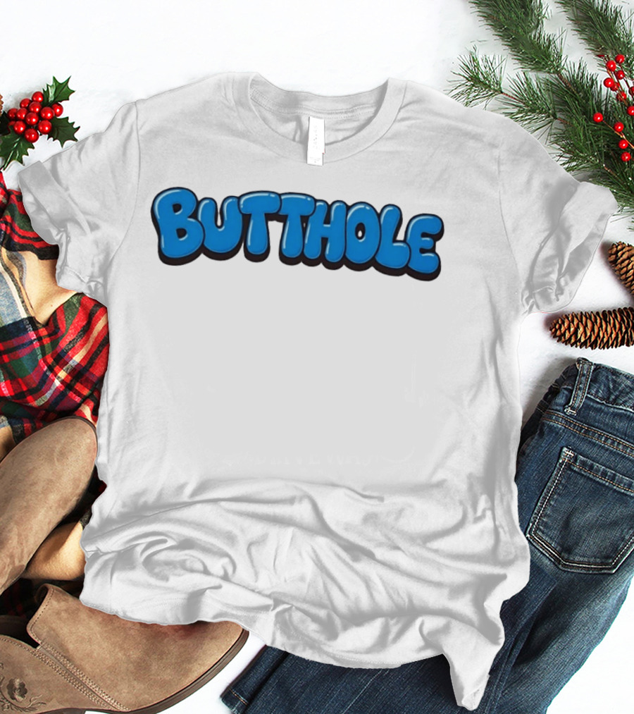 Butthole Bubble Letter Graffiti Blue T-Shirt