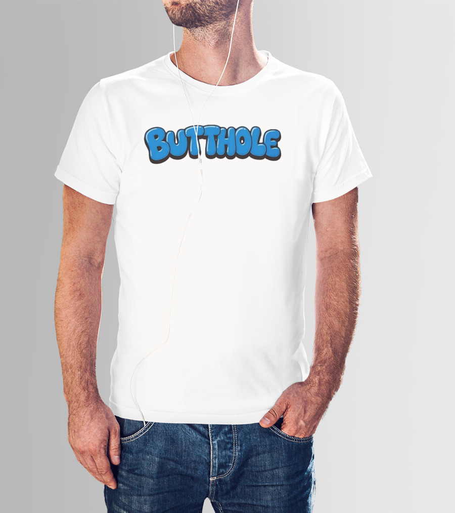 Butthole Bubble Letter Graffiti Blue T-Shirt