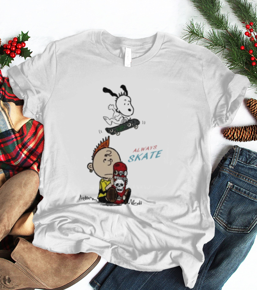 Charlie Brown Snoopy Always Skate NOFX Rancid T-Shirt