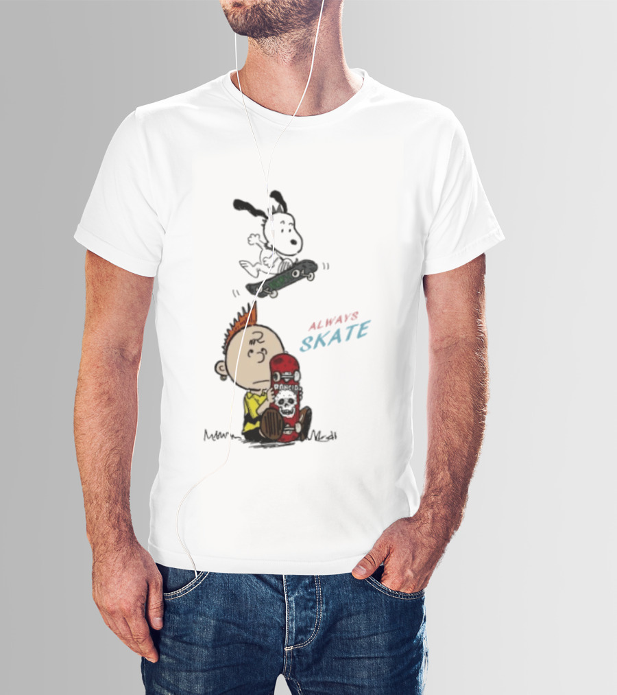Charlie Brown Snoopy Always Skate NOFX Rancid T-Shirt
