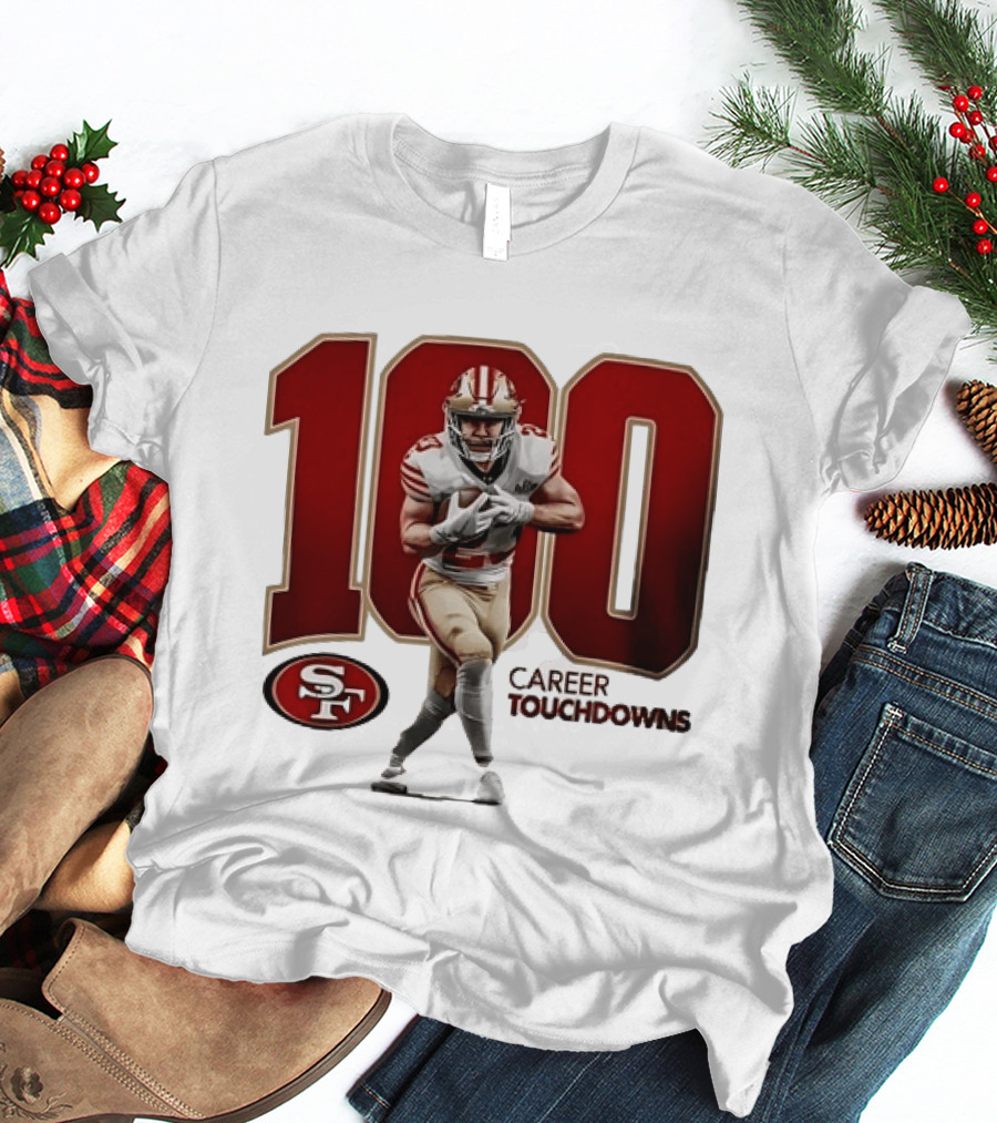 Christian McCaffrey 49ers 100 Career Touchdowns T-Shirt