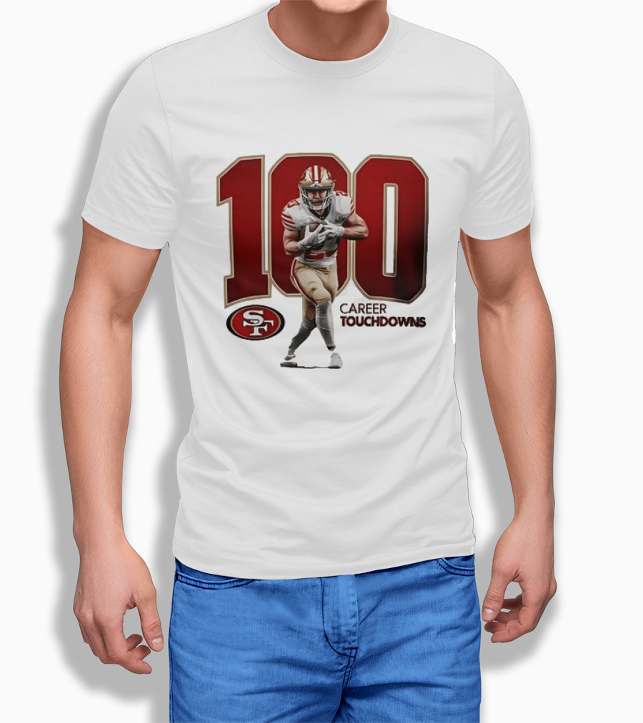 Christian McCaffrey 49ers 100 Career Touchdowns T-Shirt