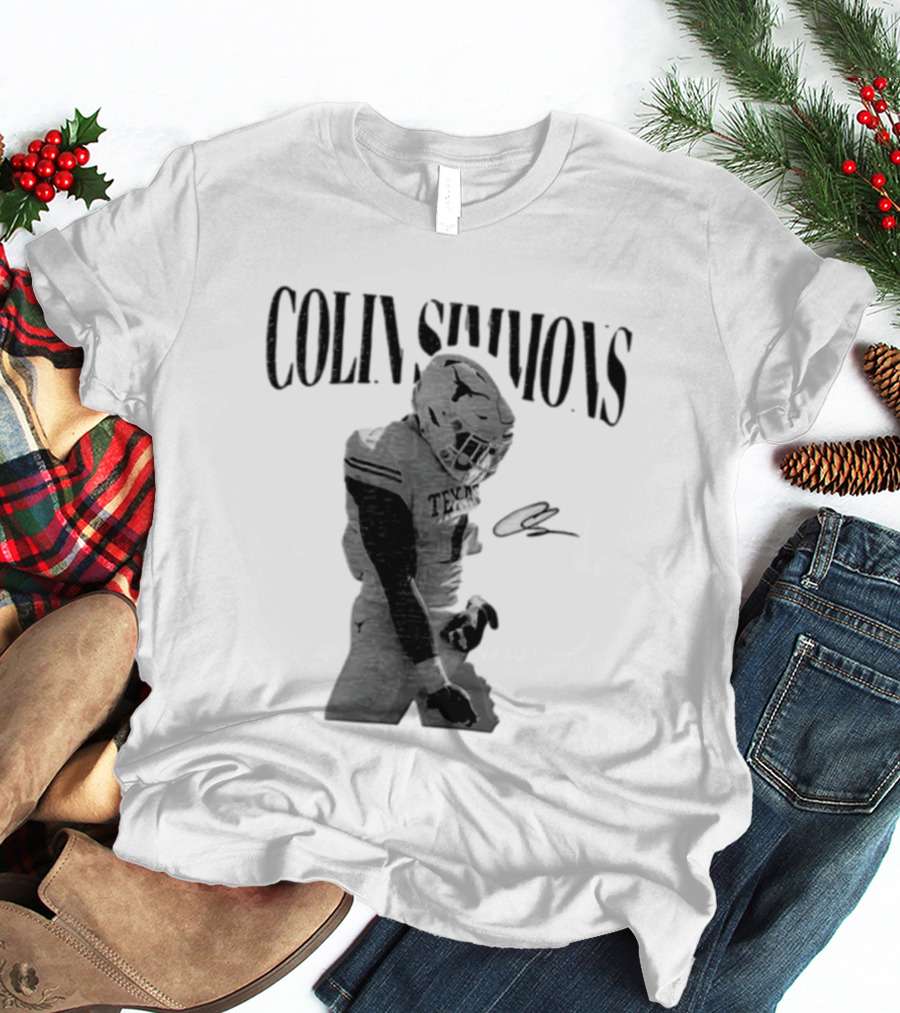 Colin Simmons Texas Longhorns Football Grotesque Sack Celly T-Shirt