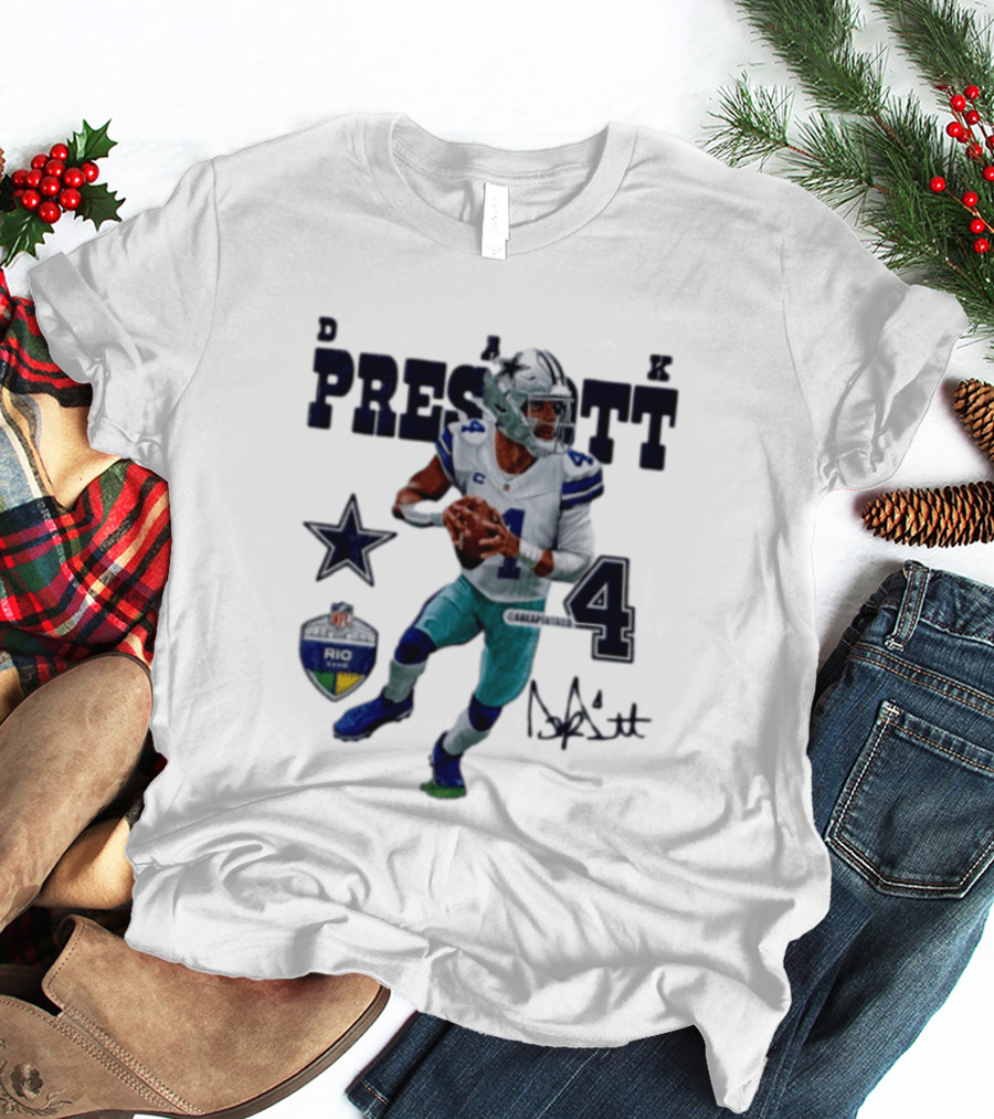 Dak Prescott Dallas Cowboys Quarterback 2026 Football Star Number 4 T-Shirt