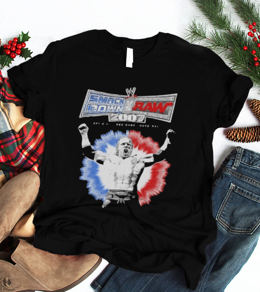 WWE SmackDown Vs Raw 2007 Video Game Soundtrack Fighter Triumph In Blue And Red T-Shirt