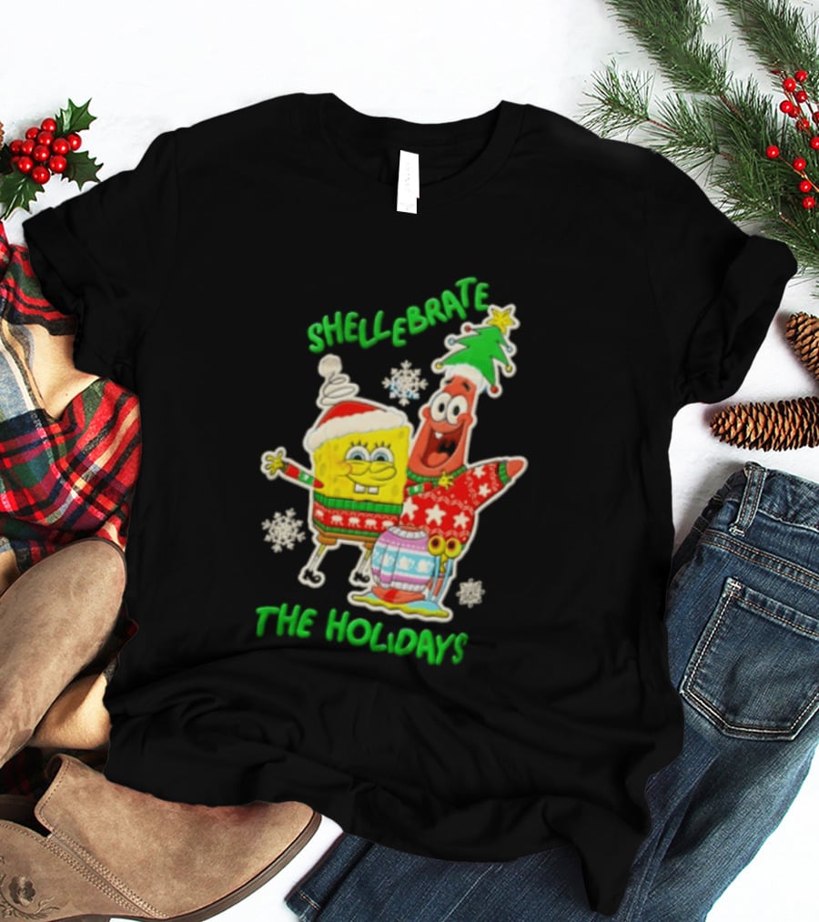 Shellebrate The Holidays With SpongeBob SquarePants And Patrick Star Festive Sweaters T-Shirt