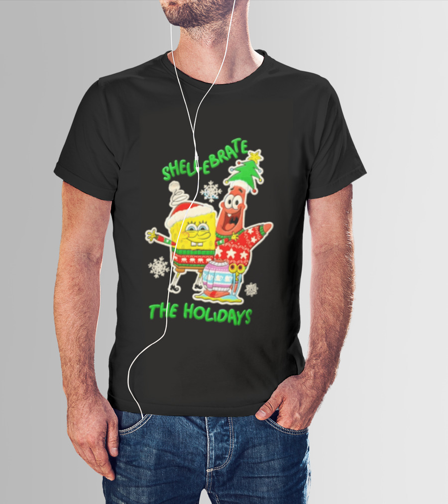 Shellebrate The Holidays With SpongeBob SquarePants And Patrick Star Festive Sweaters T-Shirt