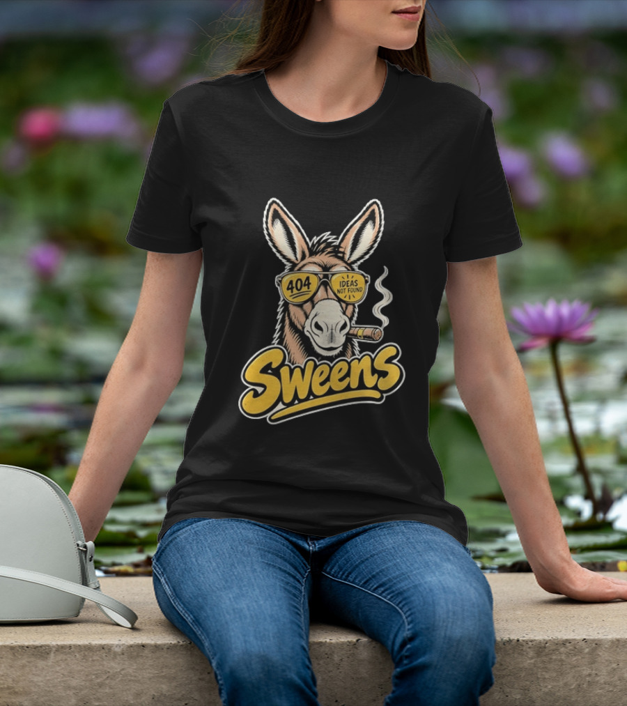 SweenS 404 Ideas Not Found Donkey Cigar Smoking Sunglasses T-Shirt