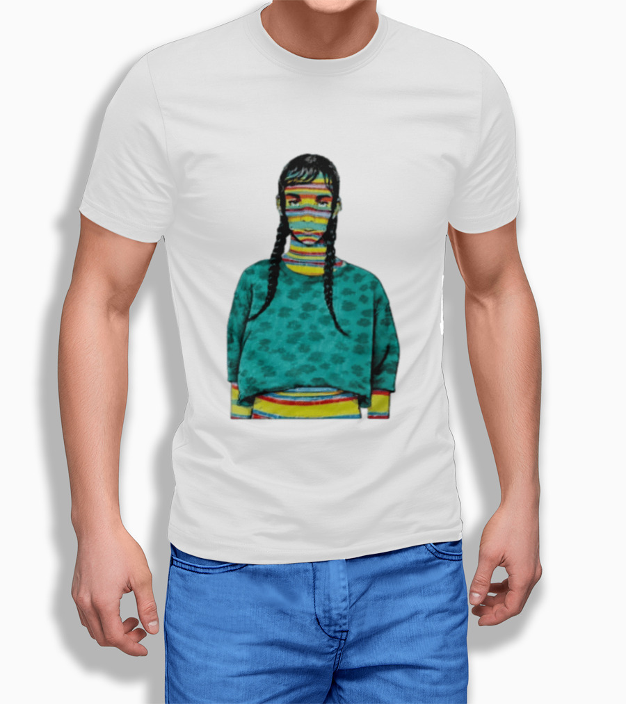 Sicko Last Spring Japan Kai Cenat Striped Face And Braids T-Shirt