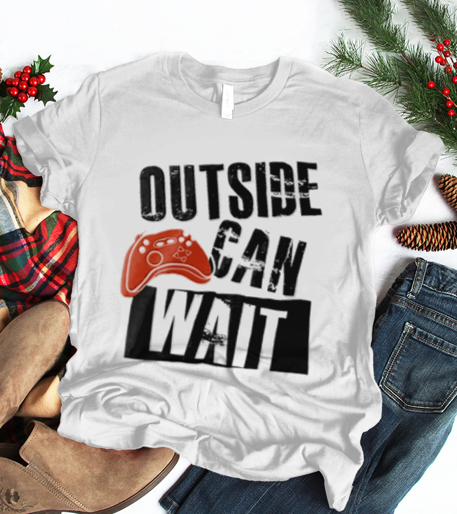 Outside Can Wait Video Game Controller T-Shirt
