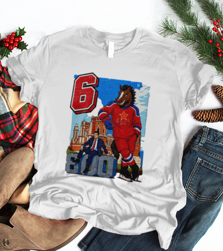 Valeri Kharlamov Cska Moscow KHL 6 800 Man In Suit With Stone Horse T-Shirt