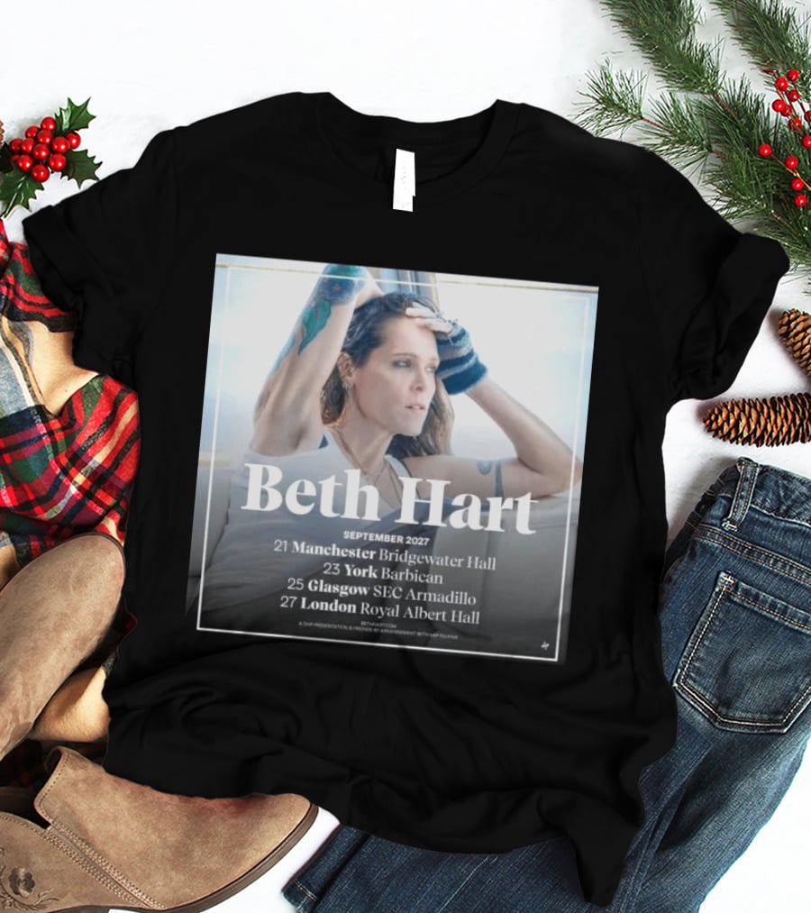 Beth Hart September 2027 UK Concerts Manchester York Glasgow London Tour Dates T-Shirt