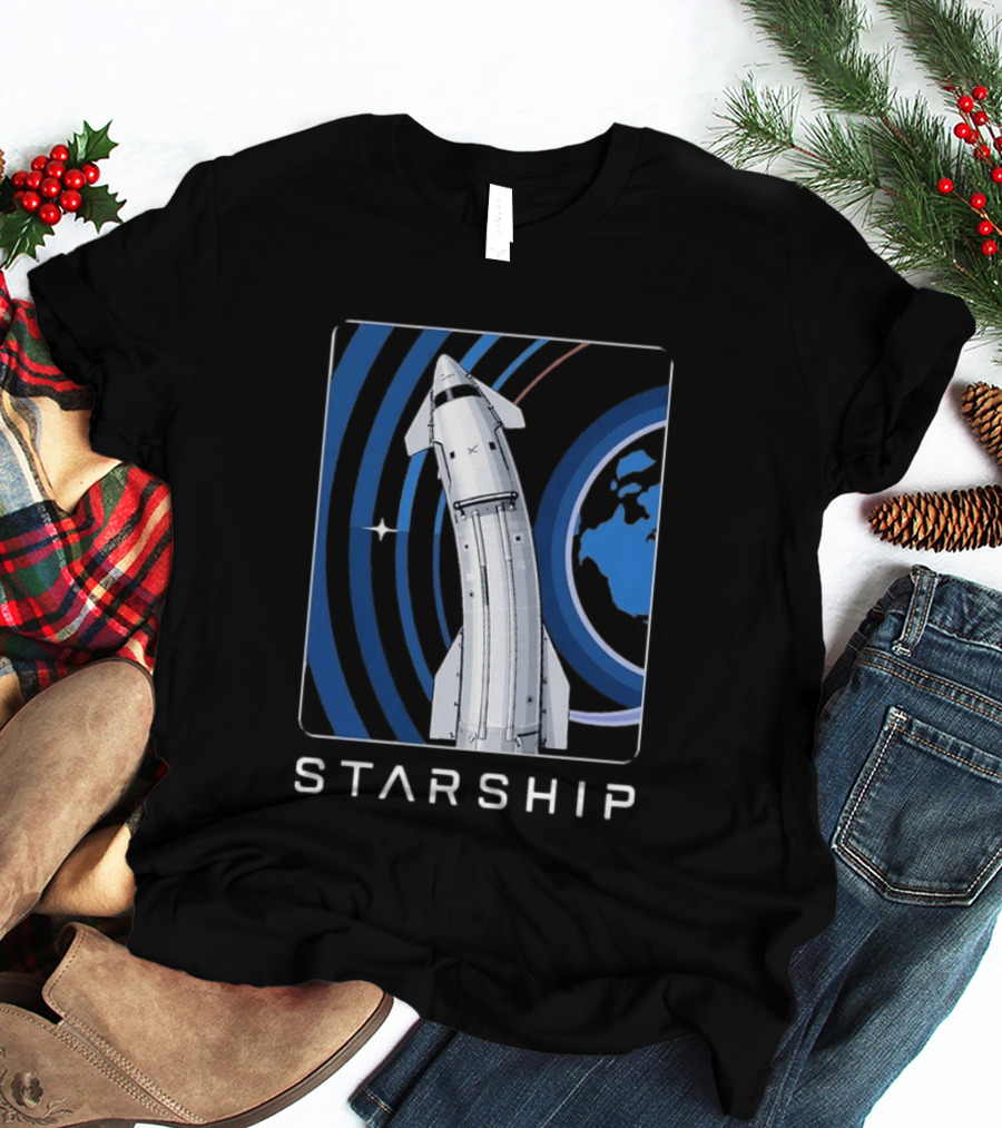 Starship Orbital Flight SpaceX Earth Trajectory T-Shirt