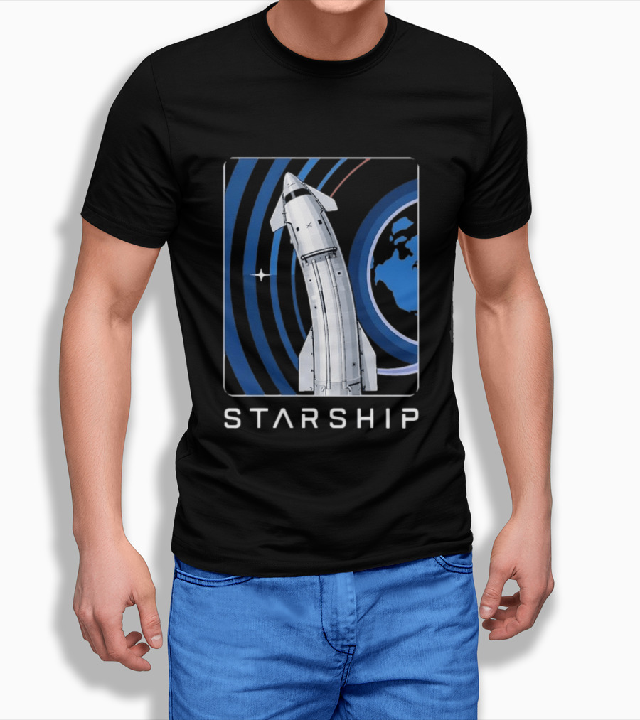 Starship Orbital Flight SpaceX Earth Trajectory T-Shirt