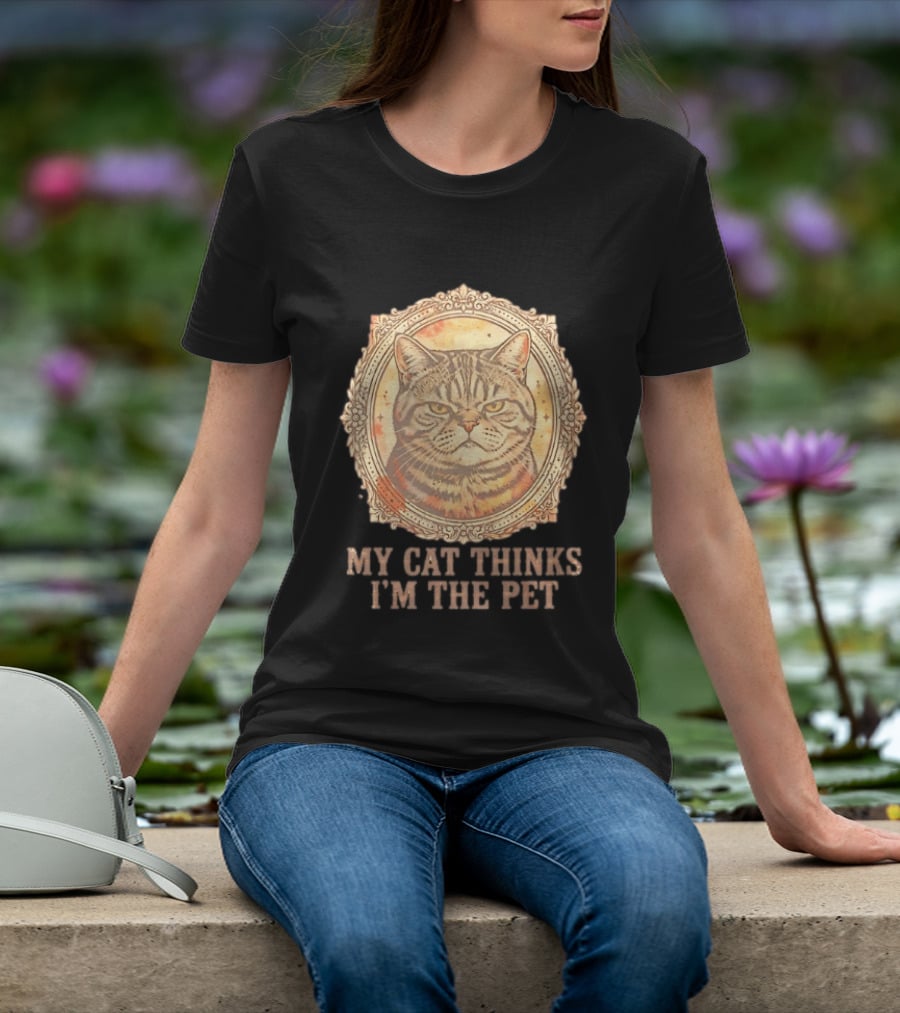 My Cat Thinks I'm The Pet Vintage Cat T-Shirt