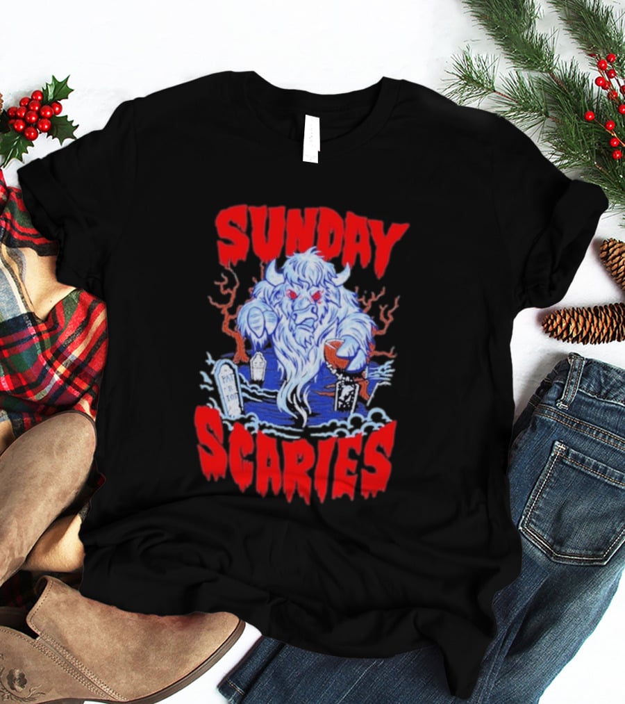 Sunday Scaries Buffalo Football Game Day Frights Lancaster Jeff Schmid T-Shirt