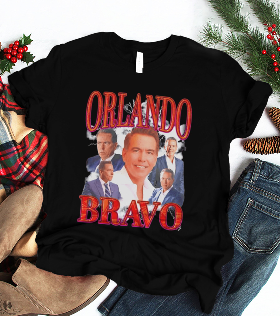 Orlando Bravo Red Text Multiple Portraits T-Shirt
