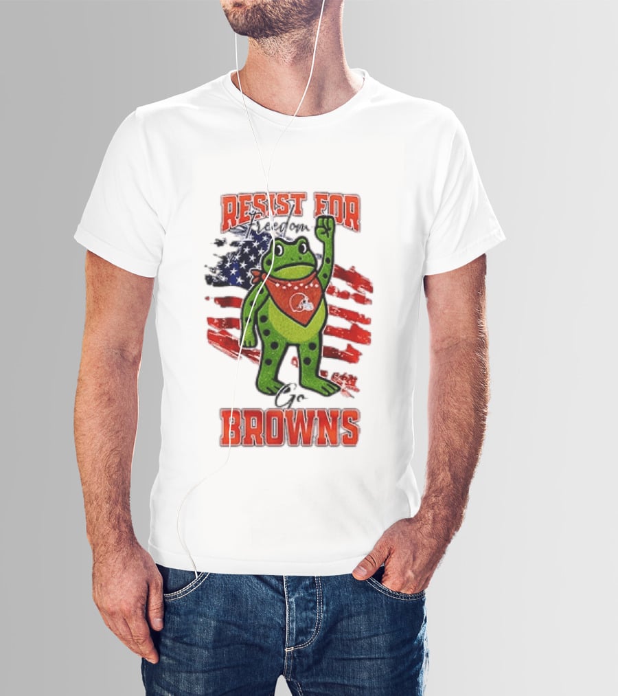 Resist For Cleveland Browns Portland Frog American Flag T-Shirt