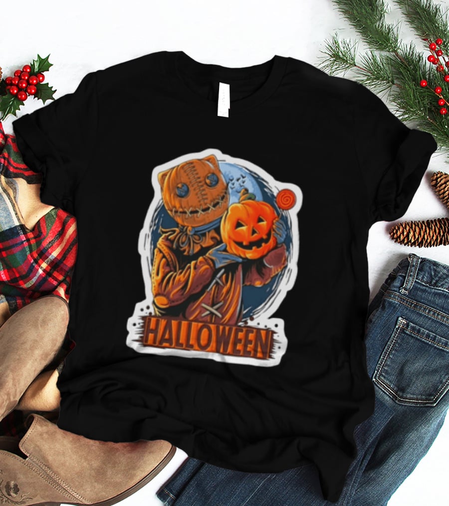 Halloween Sackman Pumpkin Lollipop Full Moon T-Shirt
