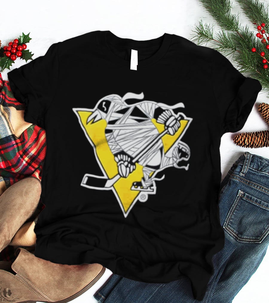 Pittsburgh Penguins Mummy Wrapped Hockey Stick Halloween 26 T-Shirt