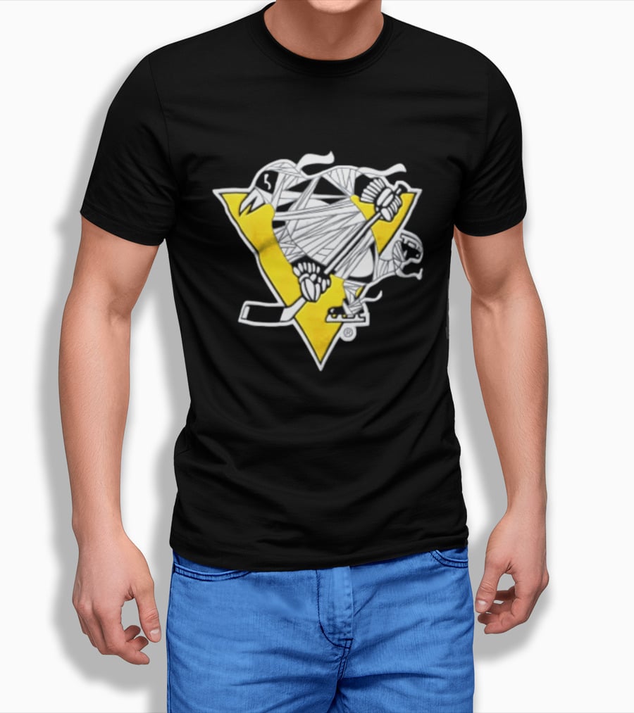 Pittsburgh Penguins Mummy Wrapped Hockey Stick Halloween 26 T-Shirt