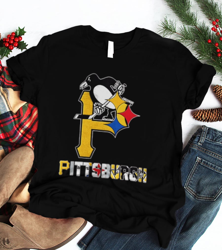 Pittsburgh Penguins Steelers P Logo Sport Map Iconic Team T-Shirt