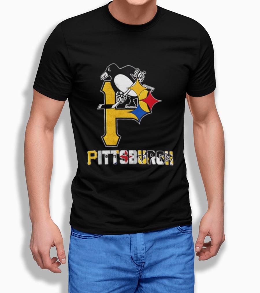 Pittsburgh Penguins Steelers P Logo Sport Map Iconic Team T-Shirt