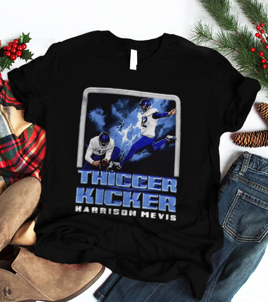 Harrison Mevis Thiccer Kicker Football Action And Lightning T-Shirt