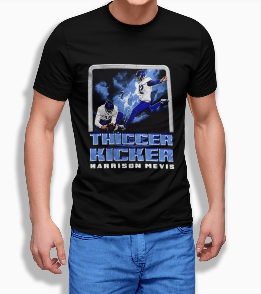 Harrison Mevis Thiccer Kicker Football Action And Lightning T-Shirt