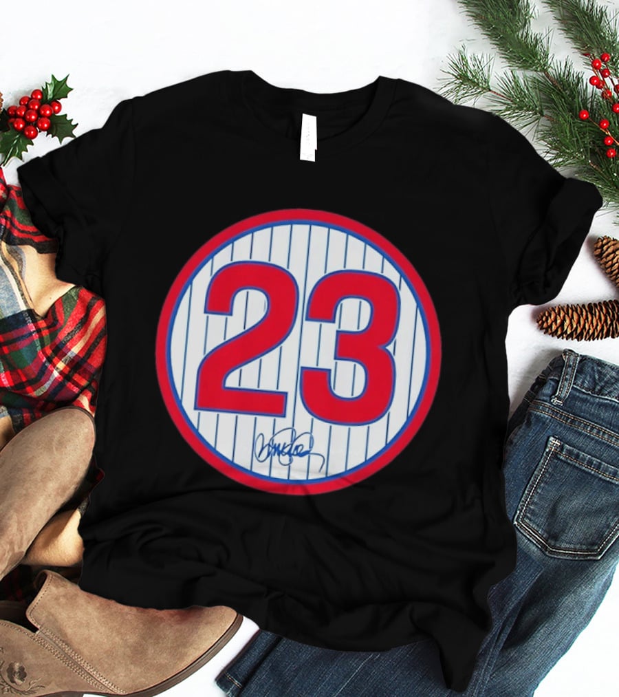 Chicago Cubs Ryne Sandberg Number 23 Signature Circle T-Shirt