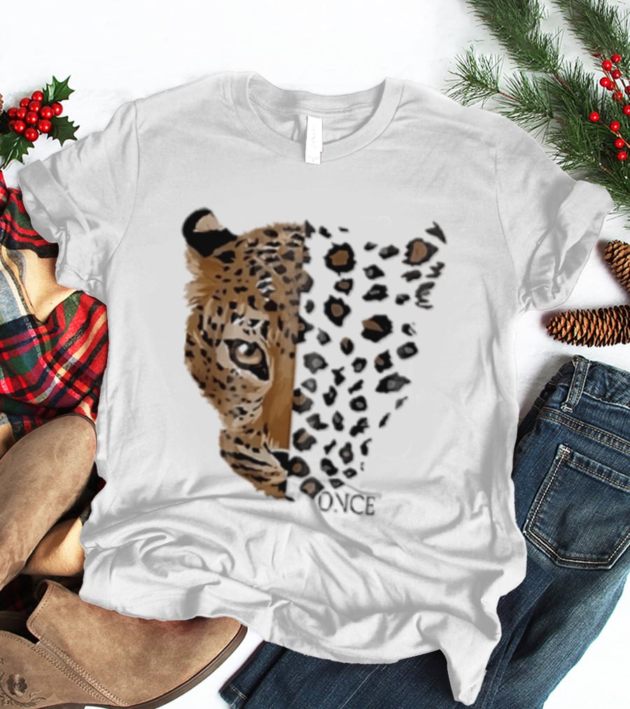 Once Leopard Face Half Animal Half Spots T-Shirt