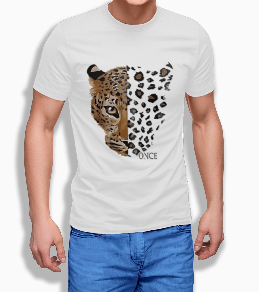 Once Leopard Face Half Animal Half Spots T-Shirt