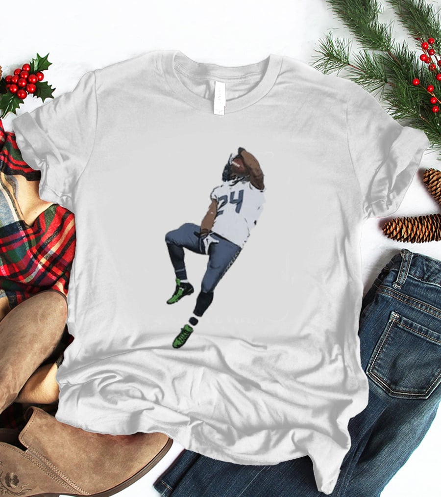 Seattle Seahawks Marshawn Lynch Number 24 Beast Mode Action Pose T-Shirt