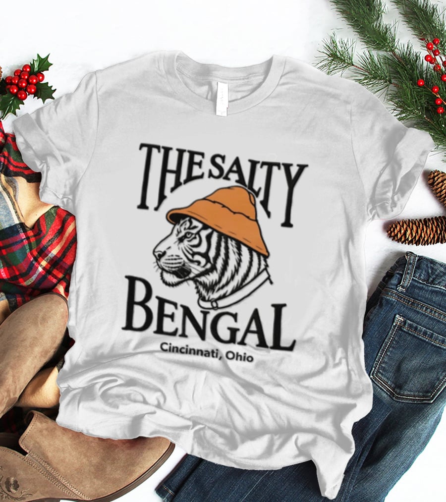 The Salty Bengal Tiger Fisherman Hat Cincinnati Ohio T-Shirt