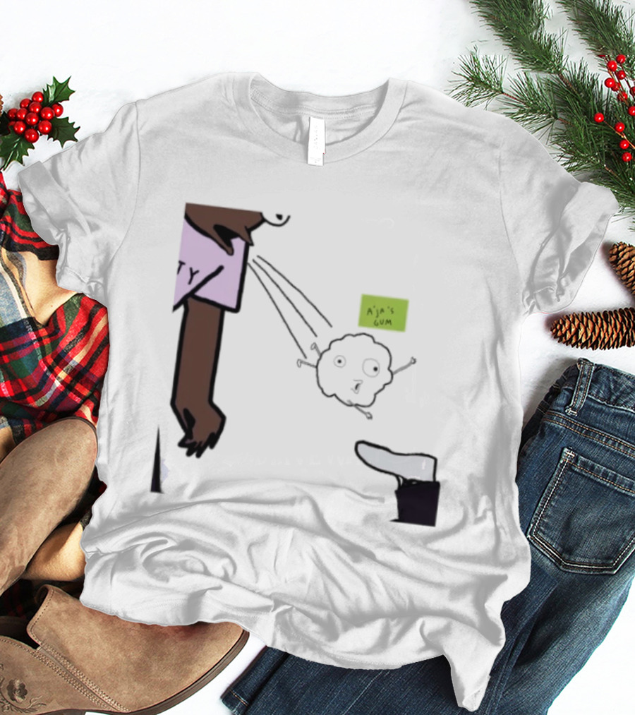 A'ja Wilson Pregame Gum Out Of Her Mouth Cartoon Style Humor T-Shirt