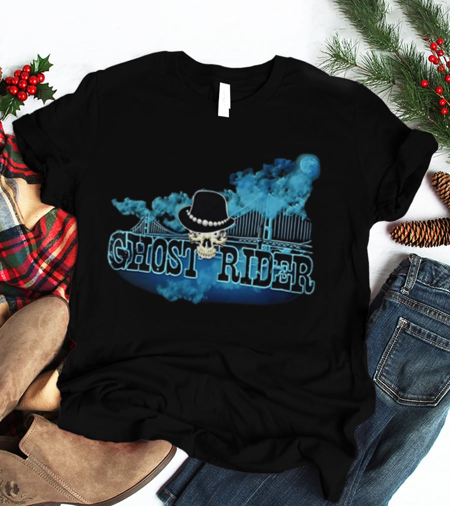 Ghost Rider Skull Bridge Smoke Moon Hat T-Shirt