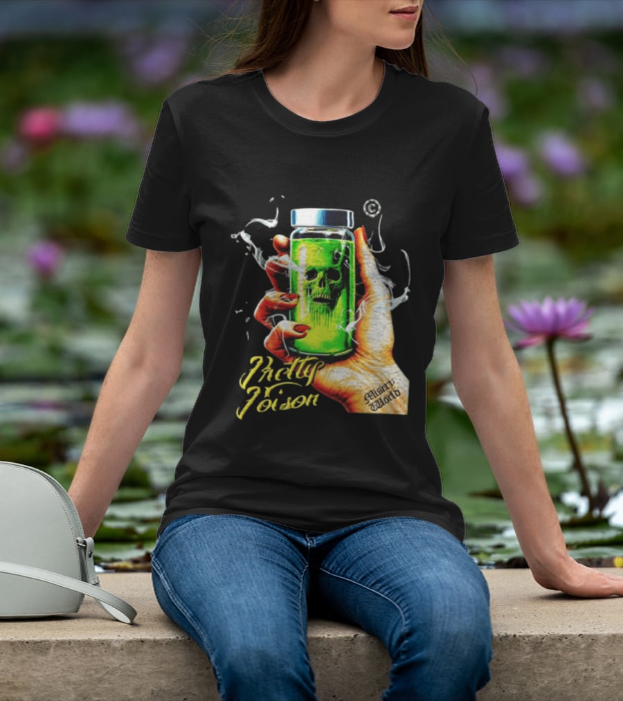 Pretty Poison Misery World Skull Bottle In Hand T-Shirt