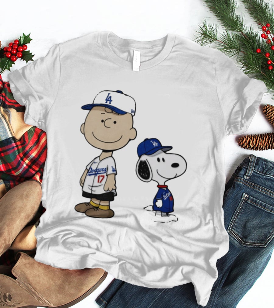 Charlie Brown Snoopy Los Angeles Dodgers MLB Baseball Peanuts Cartoon T-Shirt