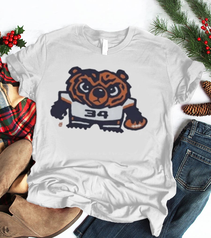 Chicago Bears Number 34 Bear Holding Football T-Shirt
