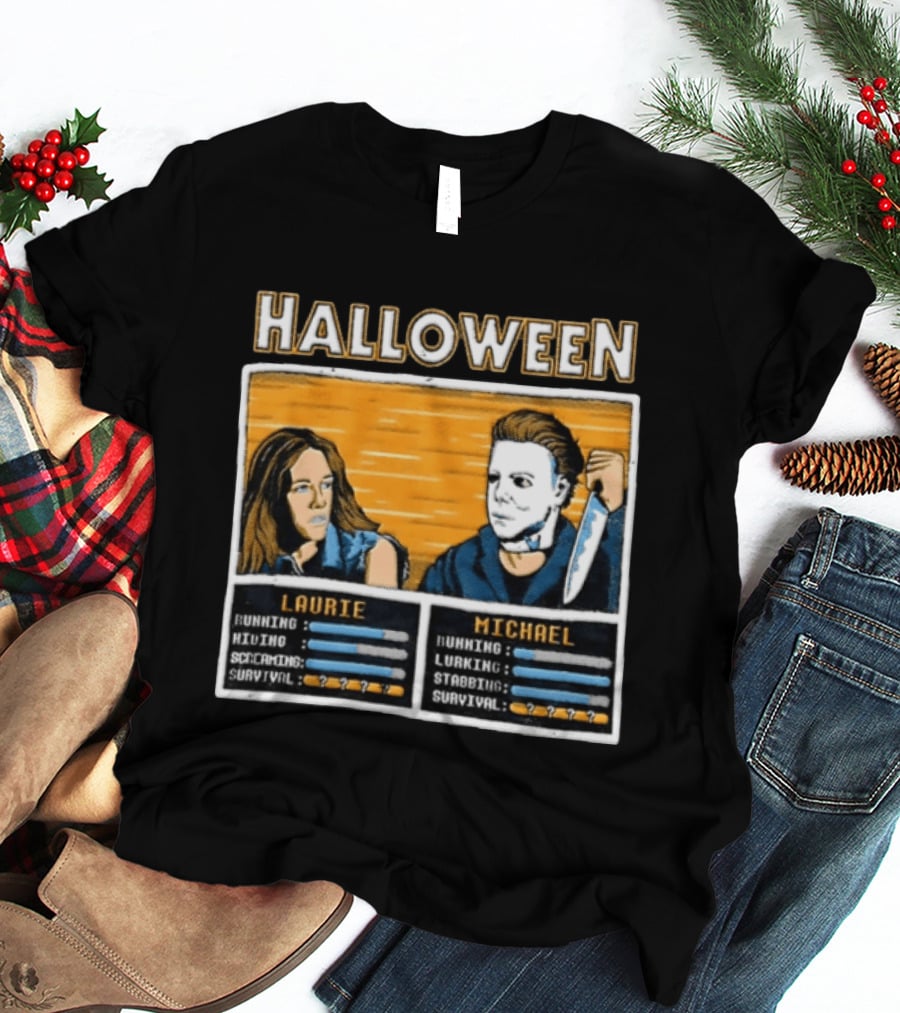 Halloween Laurie Michael Jamie Lee Curtis Michael Myers Stats Survival Horror T-Shirt