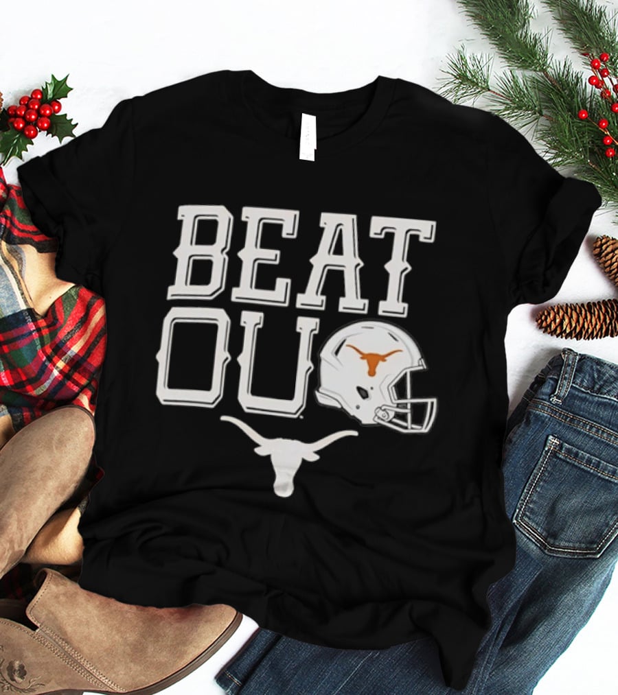Texas Longhorns Beat OU Red River Rivalry Football Helmet Longhorn T-Shirt