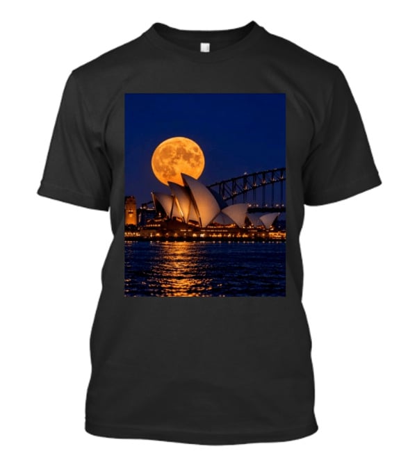 Harvest Moon Over Sydney Opera House And Harbour Bridge T-Shirt