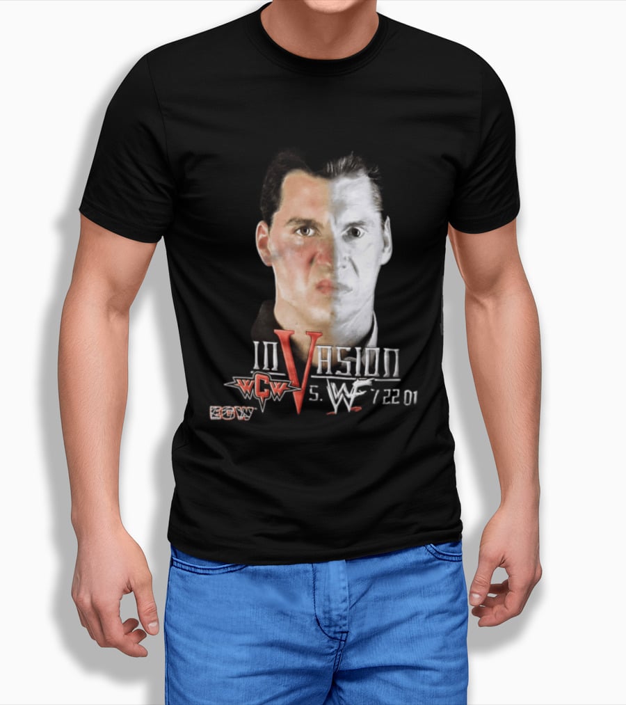WCW Vs WWF Invasion July 22 2001 Vince McMahon ECW Wrestling Event T-Shirt