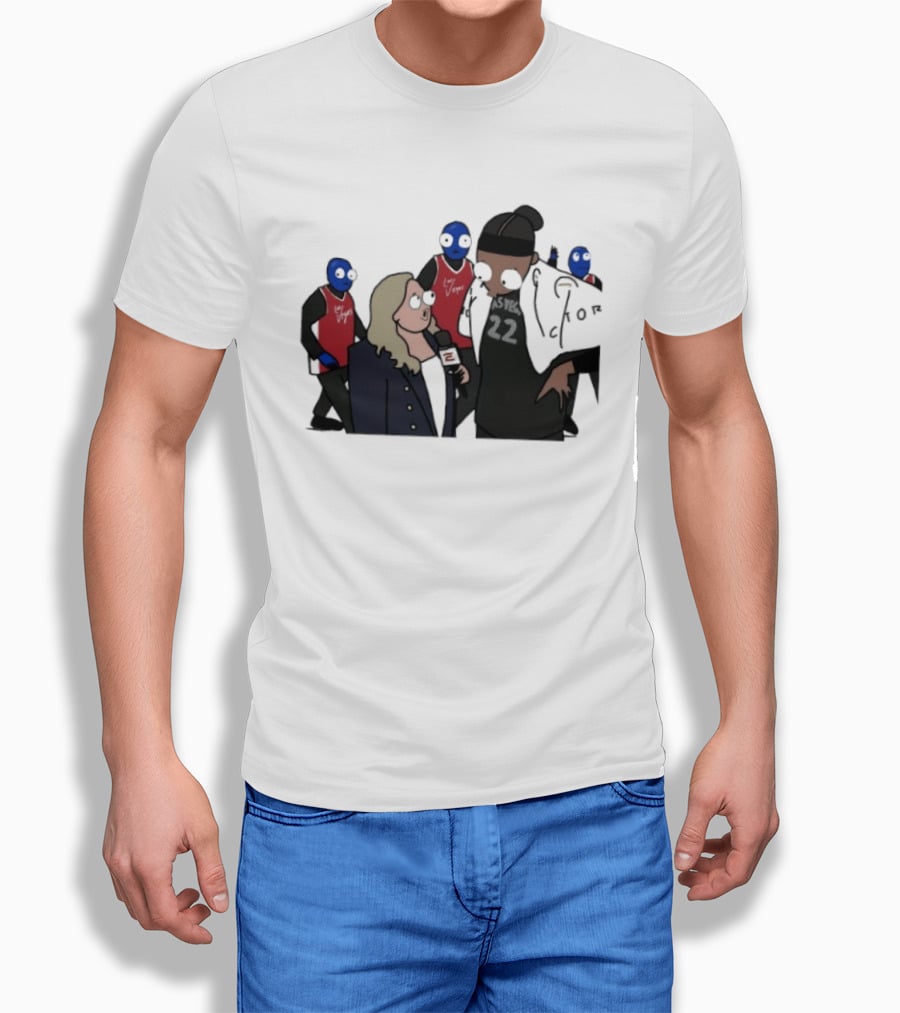 Las Vegas Aces A'ja Wilson Interviewed By Holly Rowe With Blue Men Group T-Shirt