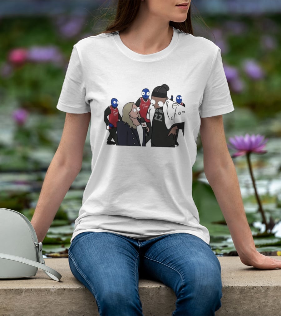 Las Vegas Aces A'ja Wilson Interviewed By Holly Rowe With Blue Men Group T-Shirt