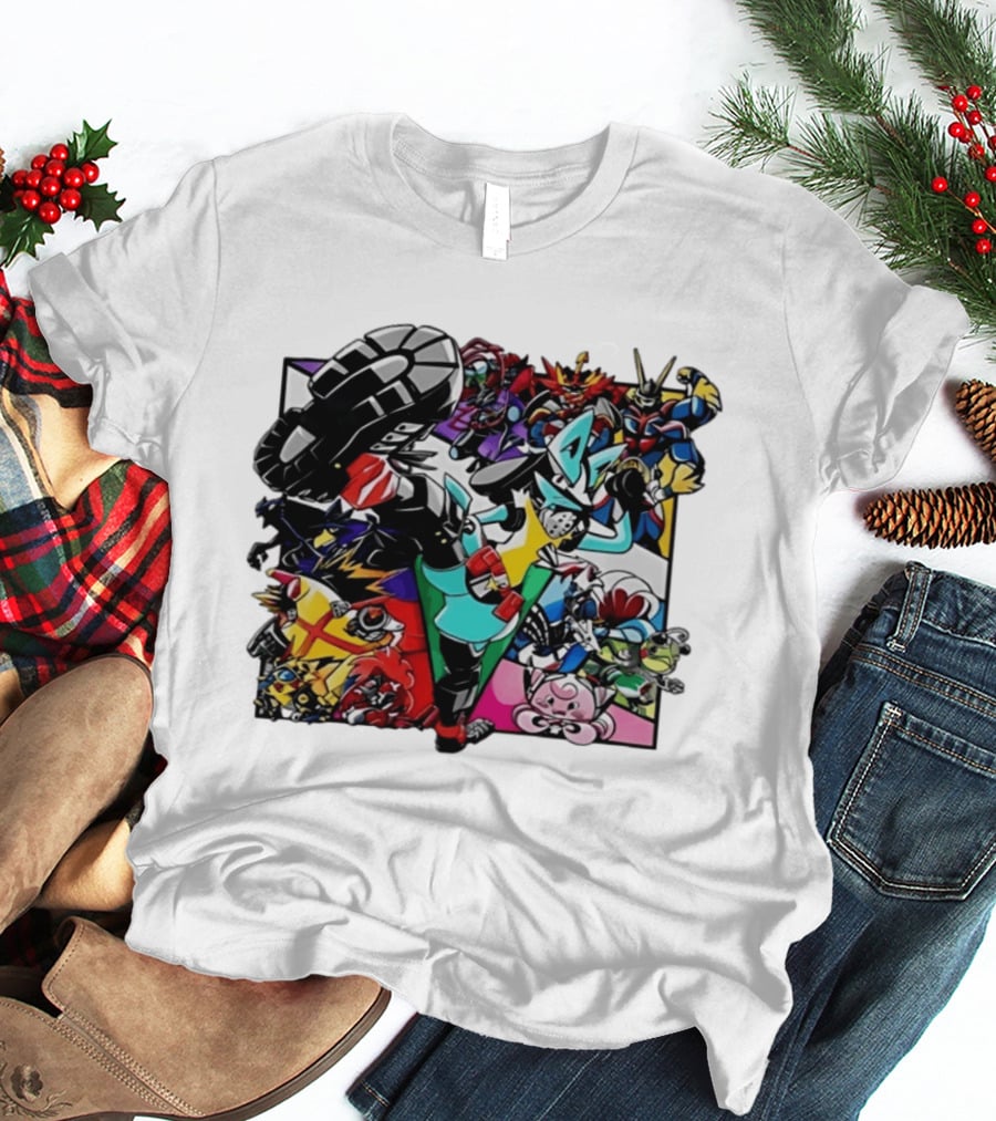 Lucario And Friends Anime Mashup With Megaman Yu Gi Oh Gundam Wigglytuff Pikachu Charizard T-Shirt