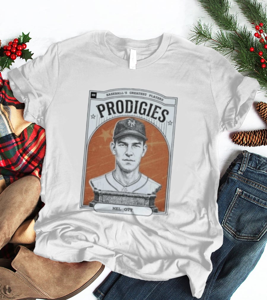 Baseball's Greatest Players Prodigies Mel Ott Vintage NY Landmark T-Shirt