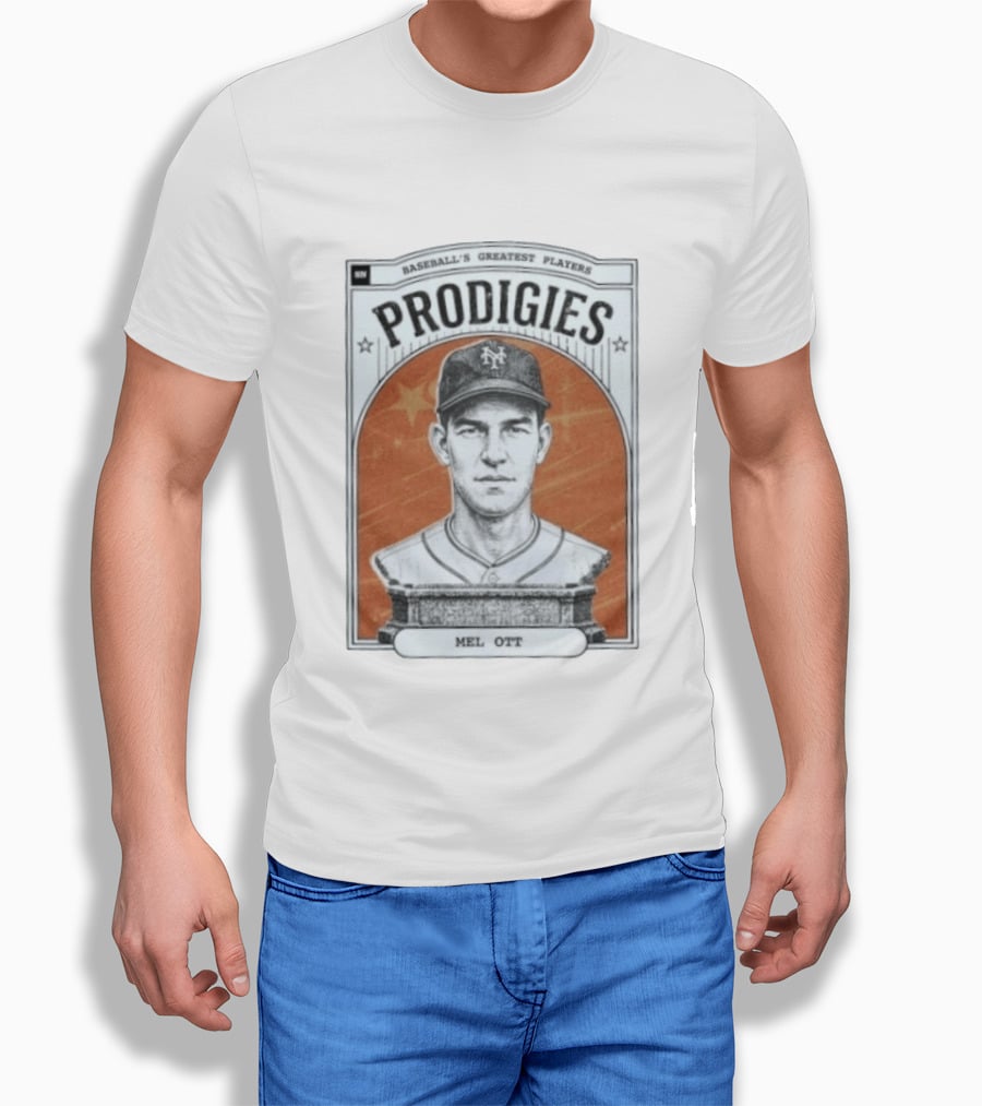 Baseball's Greatest Players Prodigies Mel Ott Vintage NY Landmark T-Shirt