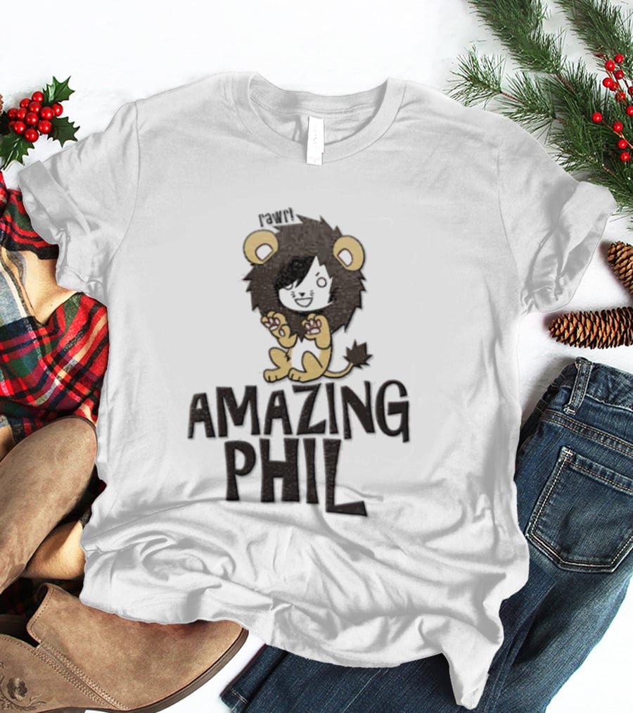 Amazing Phil Phil Rawr Cartoon Boy Wearing Lion T-Shirt